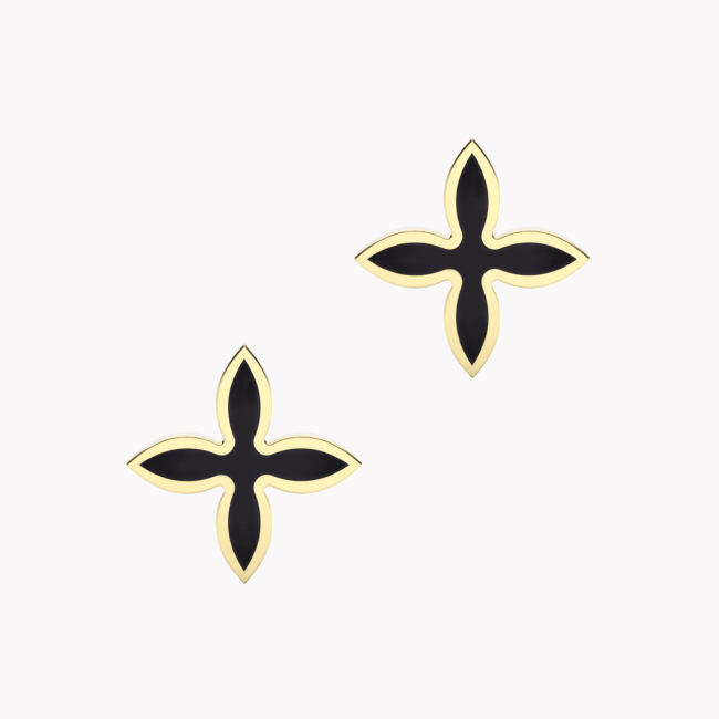 OIA Earrings – yellow gold 585 / hot enamel black