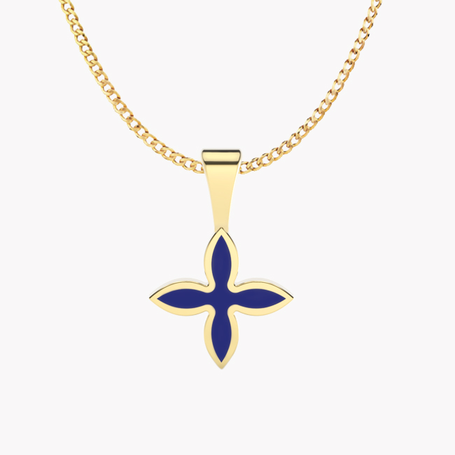 OIA pendant – yellow gold 585 / hot enamel navy blue